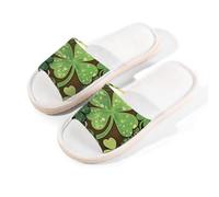 Myfsucce Open Toe Slippers Women, Non-Slip Comfortable Breathable Summer Linen Slider, Four Leaf Clover House Slippers for Women Men Indoor Outdoor, S