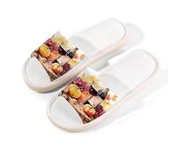 Myfsucce Open Toe Slippers Women, Non-Slip Comfortable Breathable Summer Linen Slider, Fruits Grape Wine House Slippers for Women Men Indoor Outdoor, S