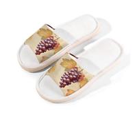 Myfsucce Open Toe Slippers Women, Non-Slip Comfortable Breathable Summer Linen Slider, Grape Vintage Painting House Slippers for Women Men Indoor Outdoor, M