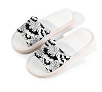 Myfsucce Open Toe Slippers Women, Non-Slip Comfortable Breathable Summer Linen Slider, Halloween Bat Spider Web House Slippers for Women Men Indoor Outdoor, S