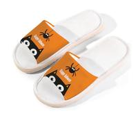 Myfsucce Open Toe Slippers Women, Non-Slip Comfortable Breathable Summer Linen Slider, Halloween Black Cat Spider House Slippers for Women Men Indoor Outdoor, S