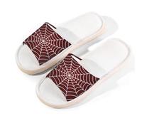 Myfsucce Open Toe Slippers Women, Non-Slip Comfortable Breathable Summer Linen Slider, Halloween Spider Wed House Slippers for Women Men Indoor Outdoor, S