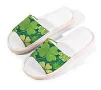 Myfsucce Open Toe Slippers Women, Non-Slip Comfortable Breathable Summer Linen Slider, Patricks Day Clover House Slippers for Women Men Indoor Outdoor, M
