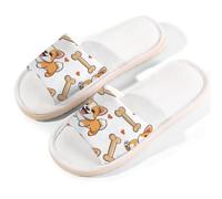 Myfsucce Open Toe Slippers Women, Non-Slip Comfortable Breathable Summer Linen Slider, Puppy Dog Bone Love Heart House Slippers for Women Men Indoor Outdoor, M