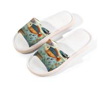 Myfsucce Open Toe Slippers Women, Non-Slip Comfortable Breathable Summer Linen Slider, Quirky Fish Potted Plant Pattern House Slippers for Women Men Indoor Outdoor, XL