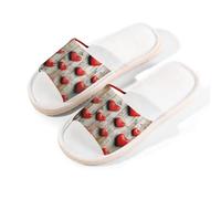 Myfsucce Open Toe Slippers Women, Non-Slip Comfortable Breathable Summer Linen Slider, Red Hearts Decor On Wood House Slippers for Women Men Indoor Outdoor, M