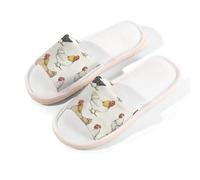 Myfsucce Open Toe Slippers Women, Non-Slip Comfortable Breathable Summer Linen Slider, Rooster Chickens House Slippers for Women Men Indoor Outdoor, S