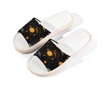 Myfsucce Open Toe Slippers Women, Non-Slip Comfortable Breathable Summer Linen Slider, Universe Solar System House Slippers for Women Men Indoor Outdoor, L