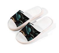 Myfsucce Open Toe Slippers Women, Non-Slip Comfortable Breathable Summer Linen Slider, Vintage Gentleman Hat House Slippers for Women Men Indoor Outdoor, S