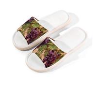 Myfsucce Open Toe Slippers Women, Non-Slip Comfortable Breathable Summer Linen Slider, Vintage Grape Leaves House Slippers for Women Men Indoor Outdoor, L