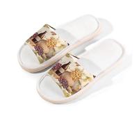 Myfsucce Open Toe Slippers Women, Non-Slip Comfortable Breathable Summer Linen Slider, Watercolor Grape Wine House Slippers for Women Men Indoor Outdoor, L