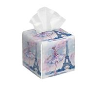Myfsucce Paris Eiffel Tower Ballet Square Leather Tissue Box Cover Holder - Waterproof PVC Decorative for Bathroom, Living Room & Bedroom