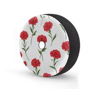 Myfsucce Red Carnations Flower White Pattern Spare Wheel Cover with Backup Camera Hole, Polyester Dust Proof Tyre Covers for Car Truck Trailer SUV RV, 14 Inch