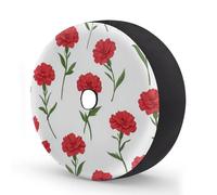 Myfsucce Red Carnations Flower White Pattern Spare Wheel Cover with Backup Camera Hole, Polyester Dust Proof Tyre Covers for Car Truck Trailer SUV RV, 17 Inch