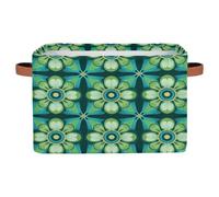 Myfsucce Retro Groovy Green Flower Storage Basket Fabric Rectangle Basket Bin for Shelves Clothes Organiser Box for Bedroom Bathroom 1 PC