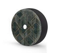 Myfsucce Teal Gold Geometric Pattern Spare Wheel Cover with Backup Camera Hole, Polyester Dust Proof Tyre Covers for Car Truck Trailer SUV RV, 14 Inch