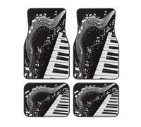 Myfsucce Universal Car Mats Set of 4, Polyester Piano Keys White Notes Pattern Print Floor Mats with Non-Slip Backing, Fits for Cars SUV Trucks and Vans