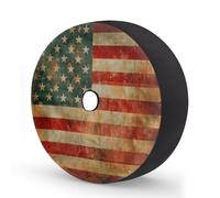 Myfsucce Vintage Us Flag Spare Wheel Cover with Backup Camera Hole, Polyester Dust Proof Tyre Covers for Car Truck Trailer SUV RV, 17 Inch
