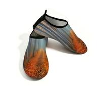 Myfsucce Water Shoes Lightweight Barefoot Quick Dry Breathable Swim Socks, Autumn Forest Path Aqua Shoes for Women Men Beach Surfing Pool Yoga