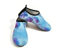 Myfsucce Water Shoes Lightweight Barefoot Quick Dry Breathable Swim Socks, Blue Butterfly Orchids Water Aqua Shoes for Women Men Beach Surfing Pool Yoga