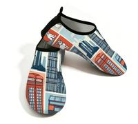 Myfsucce Water Shoes Lightweight Barefoot Quick Dry Breathable Swim Socks, British Icon Collage Pattern Aqua Shoes for Women Men Beach Surfing Pool Yoga