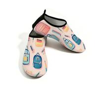 Myfsucce Water Shoes Lightweight Barefoot Quick Dry Breathable Swim Socks, Cartoon Stationary Pattern Aqua Shoes for Women Men Beach Surfing Pool Yoga