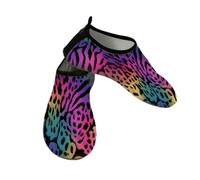 Myfsucce Water Shoes Lightweight Barefoot Quick Dry Breathable Swim Socks, Colorful Leopard Spot Zebra Stripes Aqua Shoes for Women Men Beach Surfing Pool Yoga