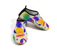 Myfsucce Water Shoes Lightweight Barefoot Quick Dry Breathable Swim Socks, Colorful Pineapple Sunglasses Aqua Shoes for Women Men Beach Surfing Pool Yoga