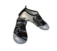Myfsucce Water Shoes Lightweight Barefoot Quick Dry Breathable Swim Socks, Forest Steam Train Aqua Shoes for Women Men Beach Surfing Pool Yoga
