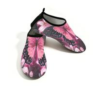 Myfsucce Water Shoes Lightweight Barefoot Quick Dry Breathable Swim Socks, Neon Butterfly Lily Art Aqua Shoes for Women Men Beach Surfing Pool Yoga