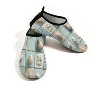 Myfsucce Water Shoes Lightweight Barefoot Quick Dry Breathable Swim Socks, Seashell Starfish Wave Tile Pattern Aqua Shoes for Women Men Beach Surfing Pool Yoga