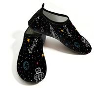 Myfsucce Water Shoes Lightweight Barefoot Quick Dry Breathable Swim Socks, Space Rocket Robot Aqua Shoes for Women Men Beach Surfing Pool Yoga