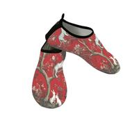 Myfsucce Water Shoes Lightweight Barefoot Quick Dry Breathable Swim Socks, Tiger Rabbit Floral Red Aqua Shoes for Women Men Beach Surfing Pool Yoga