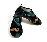 Myfsucce Water Shoes Lightweight Barefoot Quick Dry Breathable Swim Socks, Vintage Gentleman Hat Aqua Shoes for Women Men Beach Surfing Pool Yoga