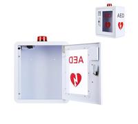 MYFTNP AED Defibrillator Storage Cabinet, Medical First Aid Cabinet with Key Lock, Speaker Volume: 85-120 DB, Alarm and Alarm Light, Compatible with Most AED Models, 15.7 * 14.1 * 7.8 Inches