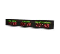 MYFTNP World Time Zones Clock, 3/4/5 Cities World Time Wall Clock, Led Digital Full Color Multiple Time Zones Clock, Brightness Adjustment, For Hotels, Enterprises, Airports 3 City