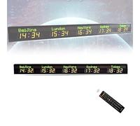 MYFTNP World Time Zones Clock, 3/4/5 Cities World Time Wall Clock, Led Digital Full Color Multiple Time Zones Clock, Brightness Adjustment, For Hotels, Enterprises, Airports 5 City