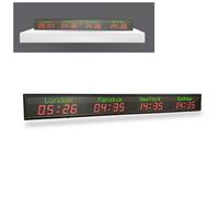 MYFTNP World Time Zones Clock, 3/4/5 Cities World Time Wall Clock, Led Digital Full Color Multiple Time Zones Clock, Brightness Adjustment, For Hotels, Enterprises, Airports 4 City