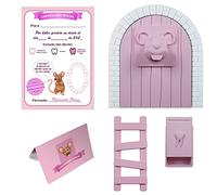 Myfuturshop® Magic Door, Teeth Box, Ladder, 4 Clean Tooth Certificates, Original Gift for Boys and Girls (Pastel Pink)