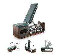 Myga Adjustable Weight Bench with Dumbbells - All-in-One Home Gym with Integrated Resistance Training System - Workout Bench for Strength Training & Full-Body Workouts (Forest Green)
