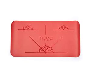 Myga Alignment Yoga Pad Mat - 5mm Thick Non-Slip Yoga & Pilates Cushioning Pad for Knee, Elbow & Hand Support - Black, White Purple, Pink, Red or Blue, 66cm x 34cm