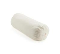 Myga Buckwheat Support Bolster Pillow - Soft & Comfortable Yoga Cushion for Restorative & Pregnancy Yoga - Organic Buckwheat Filling and Removable Cotton Cover with Carry Handle - 63 x 25cm (Cream)