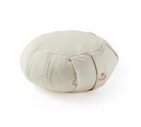 Myga Buckwheat Zafu Meditation Cushion - Round Yoga Floor Pillow for Mindfulness & Seated Yoga - Organic Buckwheat Filling with Removable Cotton Cover & Carry Handle - 34 x 34 x 12cm (Cream)