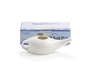 Myga Ceramic Neti Pot - Nasal Rinse & Sinus Relief Pot for Nasal Irrigation & Congestion - Jal Neti Sinus Flush for Allergies, Cold & Hay Fever - Natural Nasal Cleanser & Decongestant