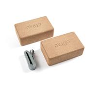 Myga Cork Yoga Blocks & Strap Set - 2 Natural Cork Bricks and Metal D Ring Belt for Yoga, Pilates and Fitness - Support and Deepen Poses, Non-Slip and Eco-Friendly for Home & Gym (Teal)