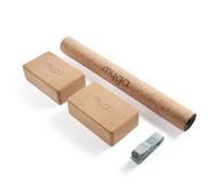 Myga Cork Yoga Mat, Pair Of Cork Blocks & Strap - Teal