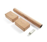 Myga Cork Yoga Starter Set - Cork Yoga Mat, 2 Cork Yoga Blocks and Yoga Strap - Starter Kit with Mat, 2 Bricks & Metal D Ring Belt for Hot Yoga, Pilates & Fitness - Home Studio Gift (Cream)