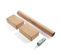 Myga Cork Yoga Starter Set - Cork Yoga Mat, 2 Cork Yoga Blocks and Yoga Strap - Starter Kit with Mat, 2 Bricks & Metal D Ring Belt for Hot Yoga, Pilates & Fitness - Home Studio Gift (Teal)