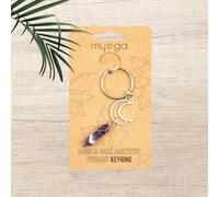 Myga Crystal and Zinc Keychain - Crescent Moon & Amethyst