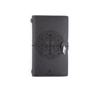 Myga Crystal Notebook - 72 Page Thick Paper Refillable Blank Lined Writing Notebook Journal Diary with Pockets, Bookmarks and Elasticated Strap for Men & Women - Meditation Chakra & Quartz